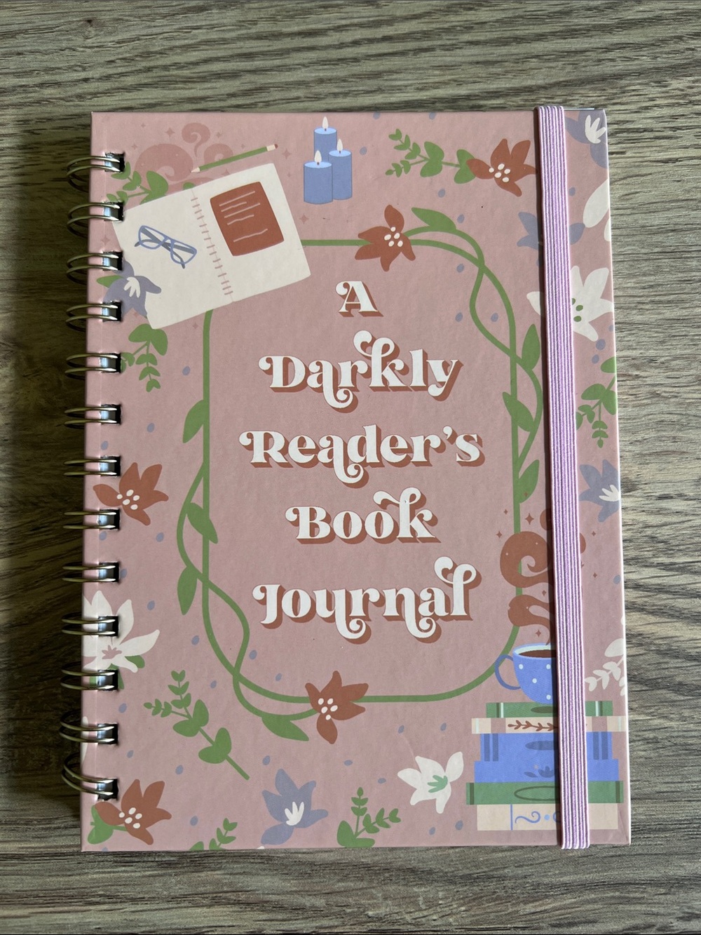 A Darkly Reader's Book Journal — Pink Floral Spiral Notebook with Elastic
